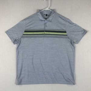 Adidas Golf Polo Shirt Mens 2XL Blue Striped Short Sleeve Polyester Performance
